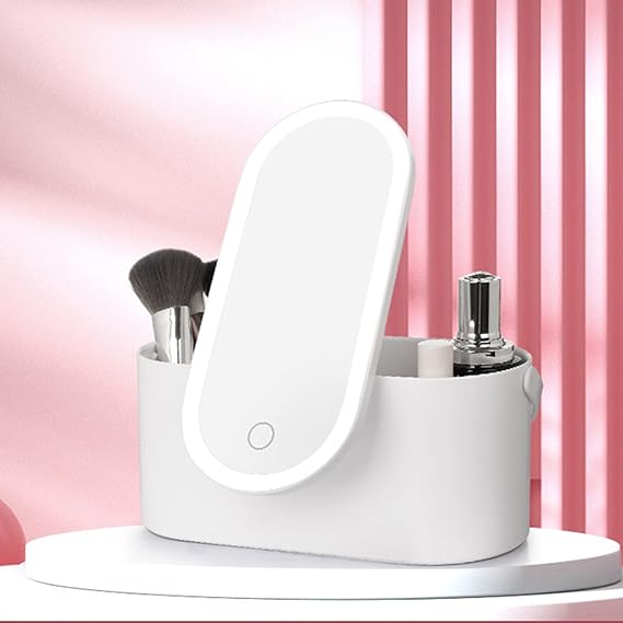 LED Makeup Organizer with Touch Light Mirror
