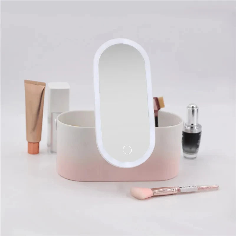 LED Makeup Organizer with Touch Light Mirror